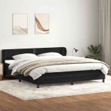 Pat cu arcuri cu saltele negru 180x210 cm catifea