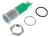 Lampă LED plată verde &Oslash;14mm IP67 Q14 alamă 5mcd