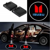 Set 2 Lampi Proiectoare LED Logo Universale ISUZU, Alb Rece 6500K, Senzor Infrarosu, Fara Fir