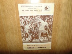PROGRAM MECI FOTBAL ROMANIA -NORVEGIA ANUL 1981 foto