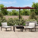 Umbrelă Grădină Dublă vidaXL LED, Roșu Bordo 316x240cm, Protectie UV, Bază Sac Nisip, Material Poliester