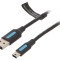 Cablu USB 2.0 A la B mini, 3m, negru, nichelat