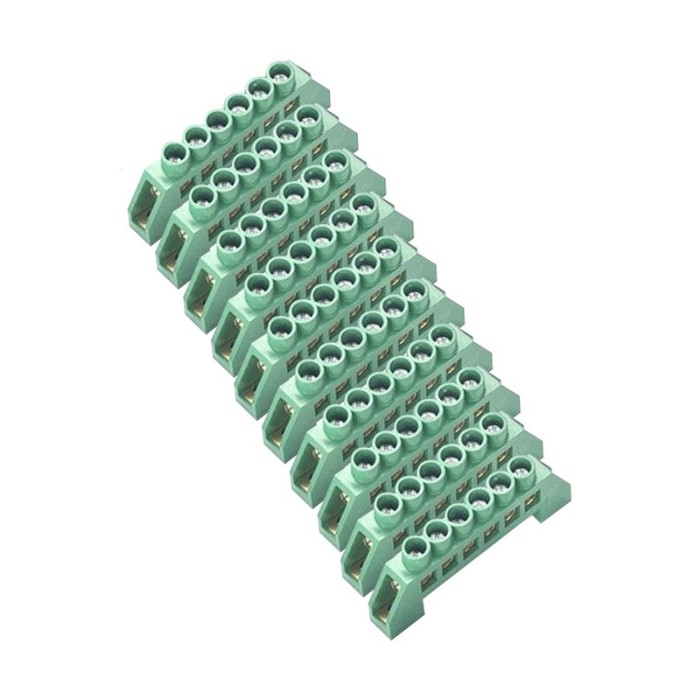 Set 10 bucati bloc terminal electric, verde, 6 orificii