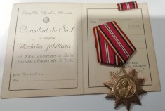 CC 6 - Medalia jubiliara a XX-a aniv a Fortelor armate RPR cu brevet + bonus