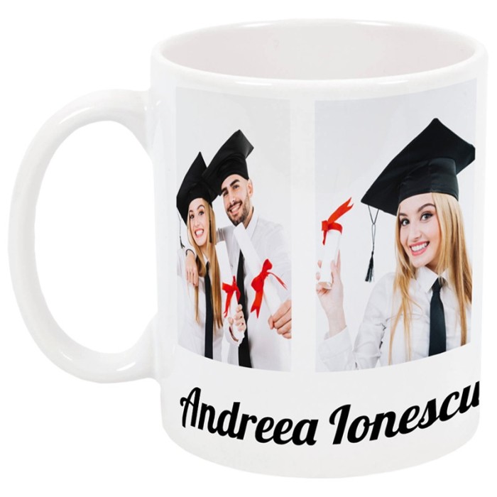 Cana personalizata, model cu 4 poze si text, ceramica alba, 325ml Cana personalizata, model cu 4 poze si text, ceramica alba, 325ml