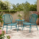 Set bistro gradina Songmics, 2 scaune Acapulco si masa 50 cm, albastru