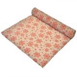 &Uuml;esătură Decorativă de Crăciun, Model Fulgi, Bej cu Roșu, 5m x 48cm, Poliester, Oem