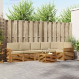 vidaXL Seturi de canapele 7 pcs Natural și Bej Lemn Solid de Acacia 3374938