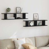 Gossi rafturi de perete 2 buc stejar negru 90x18x20 cm lemn prelucrat