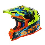 Cumpara ieftin Casca off road SMK Allterra Fulmine albastru/galben/portocaliu