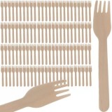 Furculite Lemn Biodegradabil Unica Folosinta, 100 Bucati, 15.6cm, Ruhhy - Eco Friendly, Picnic, Petreceri