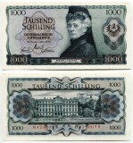 AUSTRIA █ bancnota █ 1000 Schilling █ 1966 █ P-147 █ UNC █ necirculata