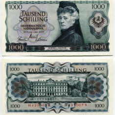 AUSTRIA █ bancnota █ 1000 Schilling █ 1966 █ P-147 █ UNC █ necirculata