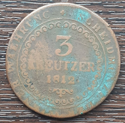 (M2134) MONEDA AUSTRIA - 3 KREUZER 1812, LIT. O (MONETARIA ORAVITA), MAI RARA foto