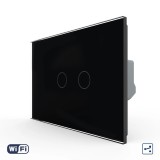 Cumpara ieftin Intrerupator dublu cap scara/cruce Wi‑Fi cu touch Livolo, negru, standard italian