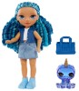 Papusa Rainbow High Littles Sapphire Bradshaw, Sora Skyler, 14 cm, Tinuta Denim, Accesorii, Animal de Companie, Articulata