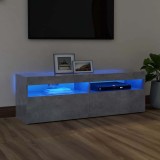 Comodă TV cu lumini LED, gri beton, 120x35x40 cm