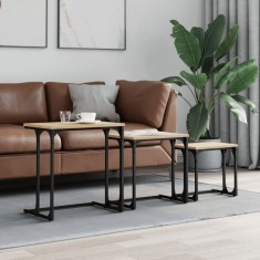 vidaXL Mese suprapuse de cafea, 3 buc, stejar sonoma, lemn prelucrat 837818