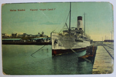 MARINA ROMANA - VAPORUL&amp;#039; REGELE CAROL I &amp;#039;, CARTE POSTALA ILUSTRATA , POLICROMA , CIRCULATA , 1915 foto