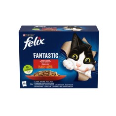 Hrana umeda pentru pisici Purina Felix Fantastic, pui, miel, iepure si vita in aspic, 12 x 85 g
