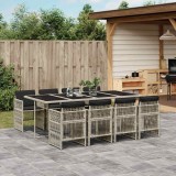VidaXL Set mobilier grădină cu perne, 9 piese, gri deschis, poliratan 3210923