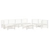 Set mobilier relaxare gradina, 8 piese, alb, lemn masiv de pin