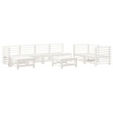 Set mobilier relaxare gradina, 8 piese, alb, lemn masiv de pin