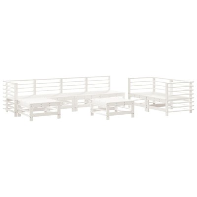 Set mobilier relaxare gradina, 8 piese, alb, lemn masiv de pin foto
