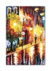 Tablou pictat manual, Pe strada felinarelor, 60x40cm ulei pe panza in cutit efect 3D