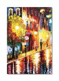 Cumpara ieftin Tablou pictat manual, Pe strada felinarelor, 60x40cm ulei pe panza in cutit efect 3D