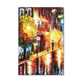 Tablou pictat manual, Pe strada felinarelor, 60x40cm ulei pe panza in cutit efect 3D