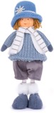 Figurina decorativa de Craciun baietel cu palarie albastra, 36 cm