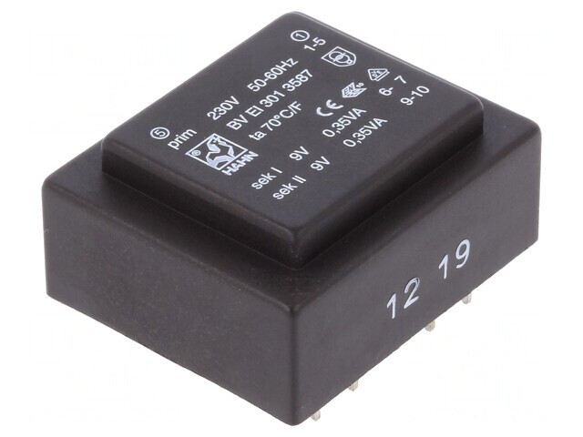 Transformator &icirc;ncapsulat 0,7VA 230V 9V PCB