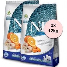 Farmina N&amp;amp;amp;D dog OCEAN Adult Medium &amp;amp;amp; Maxi Pumpkin, Codfish and Orange 2 x 12 kg foto