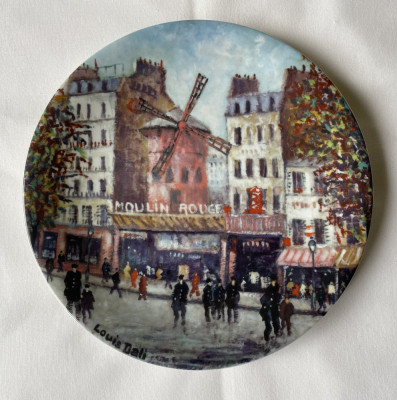 Farfurie proiectată de Louis Dali din portelan Limoges, Moulin Rouge din Paris foto