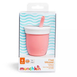 Canuta Cest Silicone Munchkin din silicon cu pai 118ml 6L+ coral