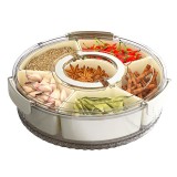 Cutie de Depozitare pentru Alimente, Cyrax, cu 6 Compartimente, pentru Condimente, Fructe, Legume, cu Manere de Prindere, Rotativa 360 de Grade, Inchi