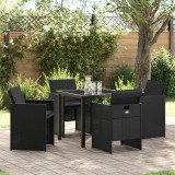 Gossi set de dining pentru gradina 5 piese cu perne rattan poli negru