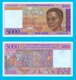 Madagascar (p#78) 5.000 Francs 1995 UNC &#039;Lemuri&#039; serie: B36030446