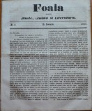 Foaia pentru minte , inima si literatura , nr. 2 , 1863 , Brasov , I. Muresanu