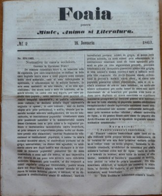 Foaia pentru minte , inima si literatura , nr. 2 , 1863 , Brasov , I. Muresanu foto