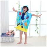 Prosop de baie si plaja, tip pelerina halat cu gluga, model scafandru pentru copii, PEL01WZ8