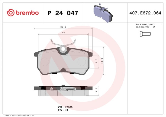 BREMBO P 24 047 PRIME LINE set placute frana,frana disc