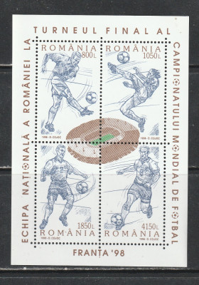 Romania 1998 - #1455 Campionatul Mondial de Fotbal Franta &amp;#039;98 S/S 1v MNH foto