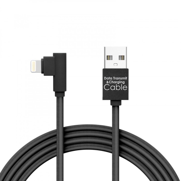 Delight - Cablu de date Lightning, Gamer, execu&Aring;&pound;ie 90&Acirc;&deg; - negru, 2m, 2A Best CarHome