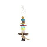 JUCARIE PENTRU PASARI EXOTICE FLAMINGO MULTICOLORA CU CLOPOTEL 27CM