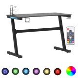 Cumpara ieftin Birou de gaming cu picioare forma Z, negru, 110x60x75 cm, LED