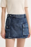 G-Star fustă și pantaloni denim culoarea bleumarin, uni, high waist, D26173-D788