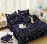 Cumpara ieftin Lenjerie Pat Bumbac Negru cu Elastic 4 Piese 180x200 cm Archon