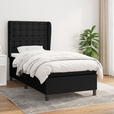 vidaXL Pat box spring cu saltea, negru, 90x200 cm, textil 3128255